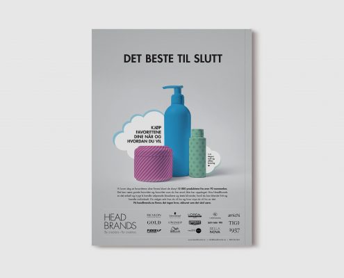 Backside ad for HeadBrands in Norwegian magazine Hair Magazine